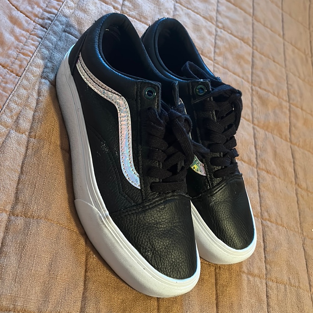 Vans leather platform sneakers with holographic logo